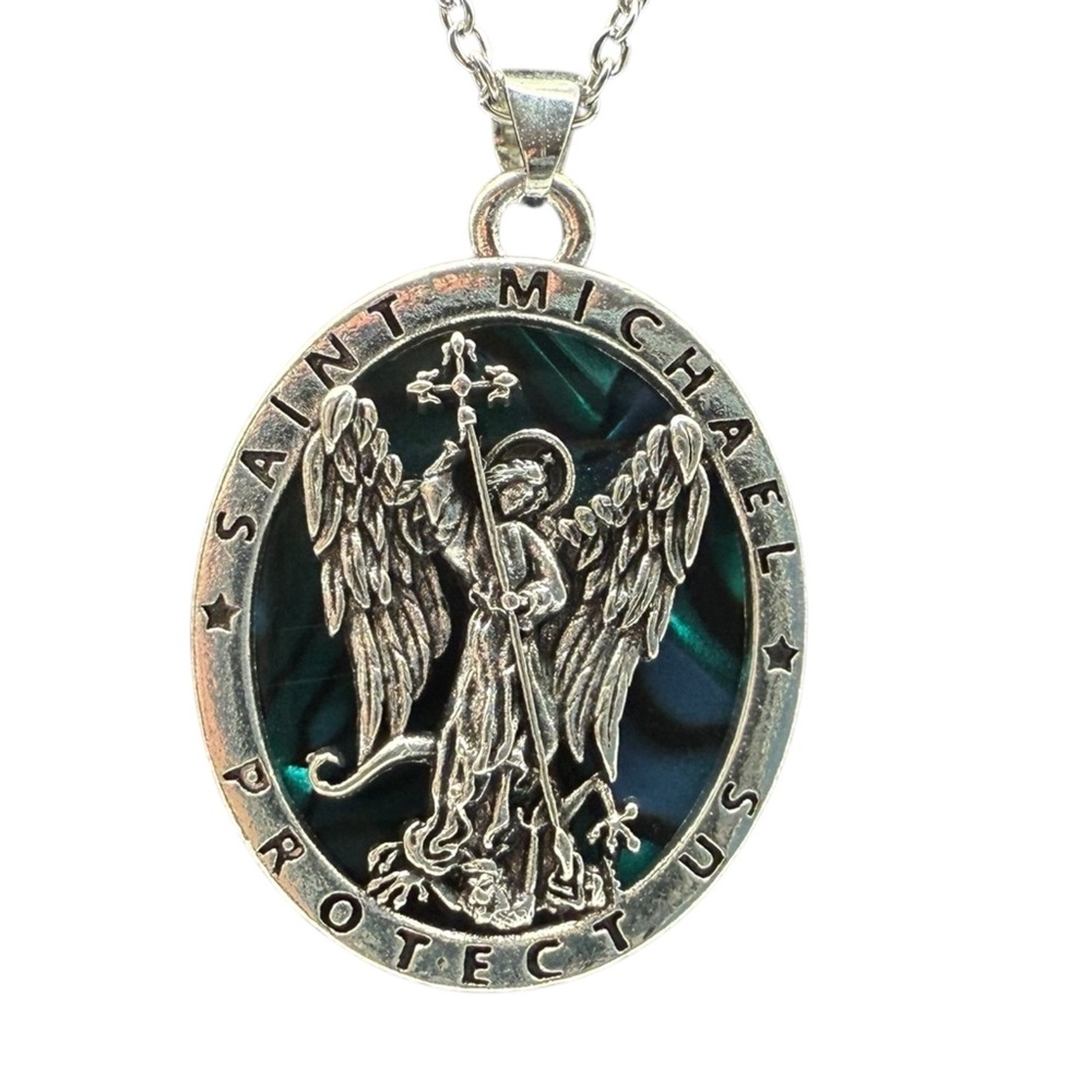 Saint Michael Silver Pendant Necklace
